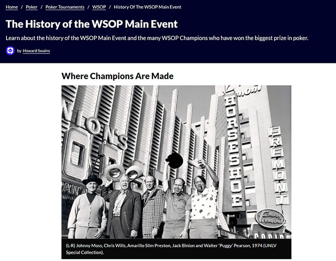 Страница о WSOP